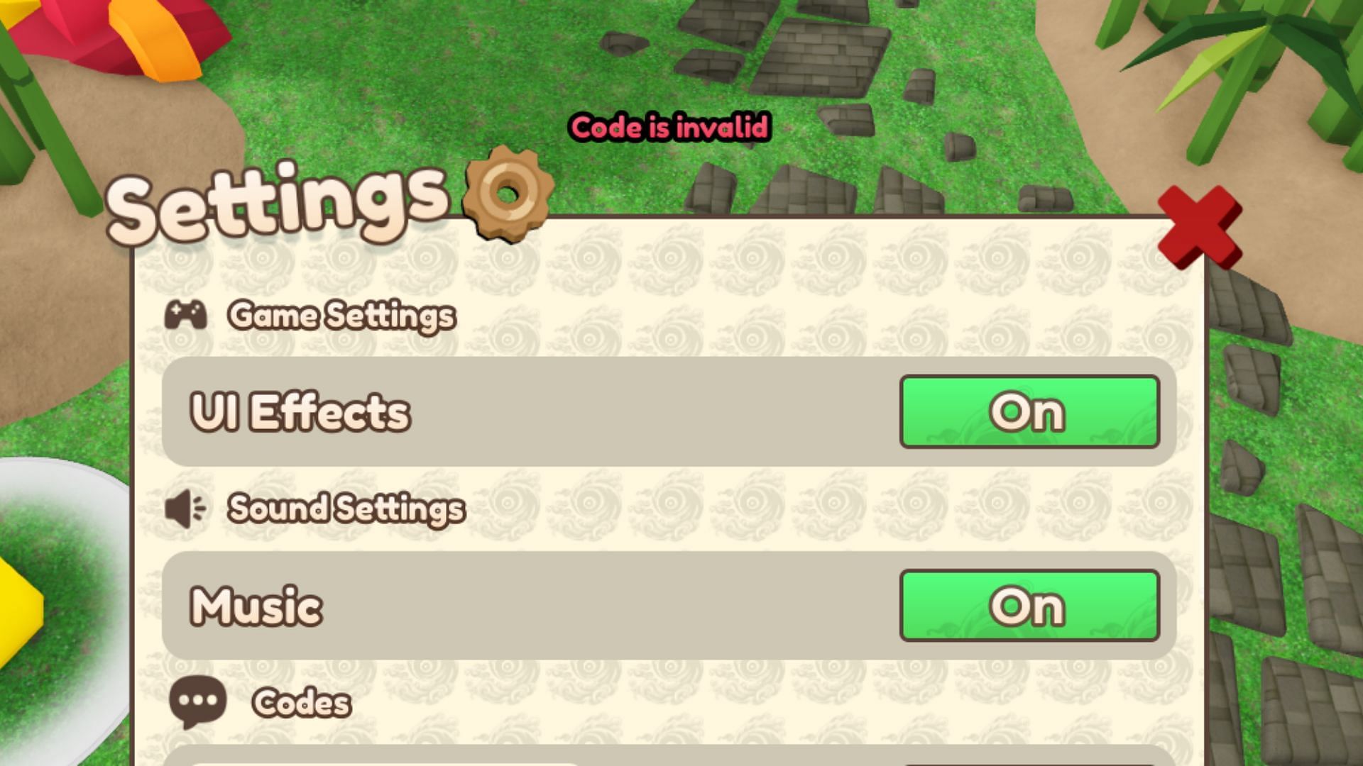 A Ninja Evolution invalid code issue (Image via Roblox)